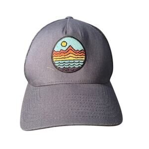 The Classics Mountain Sunrise Sunset snapback Dad Hat Trucker Navy Blue Mesh